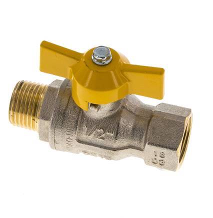 Male To Female R/Rp 1/2 inch Gas 2-Way Butterfly handle Brass Ball Valve