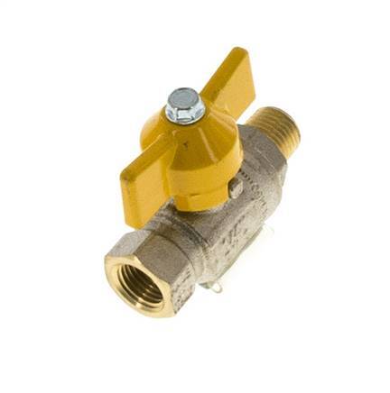 Male To Female R/Rp 1/4 inch Gas 2-Way Butterfly handle Brass Ball Valve