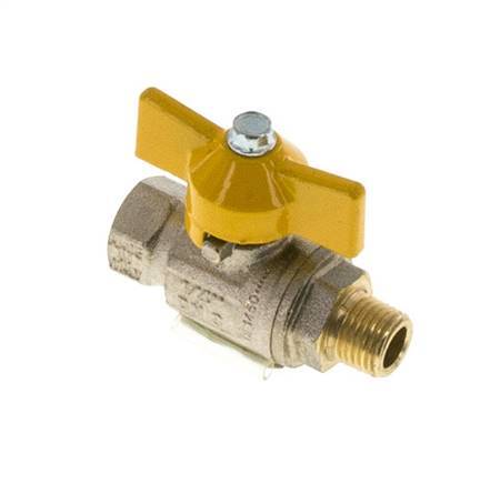 Male To Female R/Rp 1/4 inch Gas 2-Way Butterfly handle Brass Ball Valve