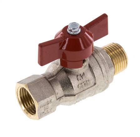 Male To Female R/Rp 1/2 inch Butterfly Handle 2-Way Brass Ball Valve