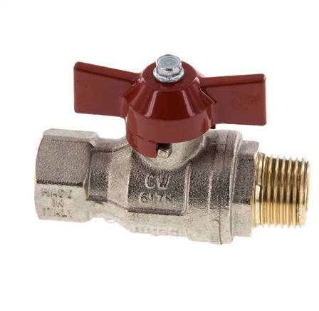 Male To Female R/Rp 1/2 inch Butterfly Handle 2-Way Brass Ball Valve