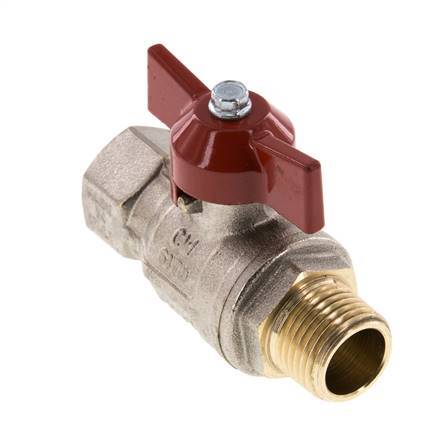 Male To Female R/Rp 1/2 inch Butterfly Handle 2-Way Brass Ball Valve