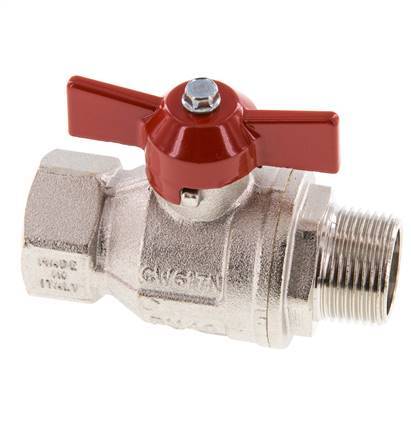 Male To Female R/Rp 3/4 inch Butterfly Handle 2-Way Brass Ball Valve