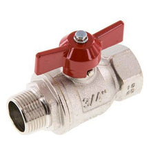 Male To Female R/Rp 3/4 inch Butterfly Handle 2-Way Brass Ball Valve