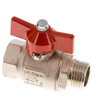 Male To Female G/G 1/2 inch Butterfly Handle Short Design 2-Way Brass Ball Valve