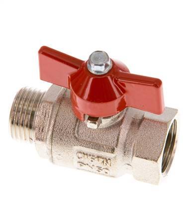Male To Female G/G 1/2 inch Butterfly Handle Short Design 2-Way Brass Ball Valve