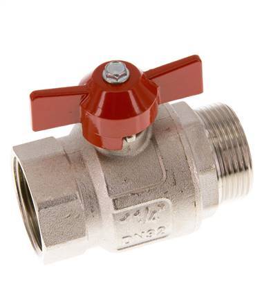 Male To Female G/G 1-1/4 inch Butterfly Handle Short Design 2-Way Brass Ball Valve