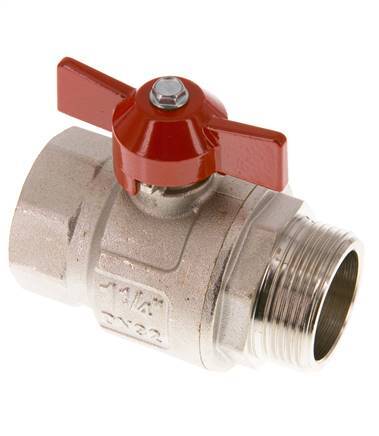 Male To Female G/G 1-1/4 inch Butterfly Handle Short Design 2-Way Brass Ball Valve