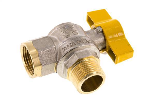 Male To Female R/Rp 3/4 Inch Gas 2-Way Right Angle Brass Ball Valve