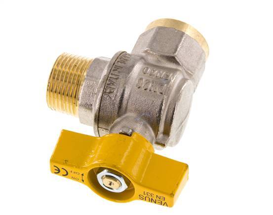 Male To Female R/Rp 3/4 Inch Gas 2-Way Right Angle Brass Ball Valve