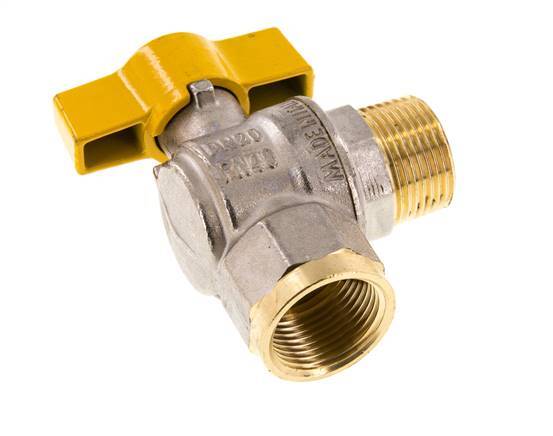 Male To Female R/Rp 3/4 Inch Gas 2-Way Right Angle Brass Ball Valve