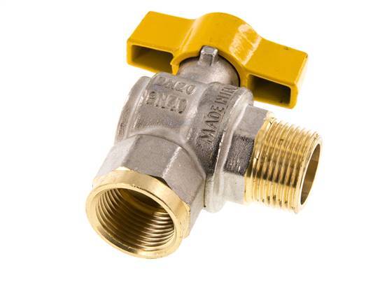 Male To Female R/Rp 3/4 Inch Gas 2-Way Right Angle Brass Ball Valve