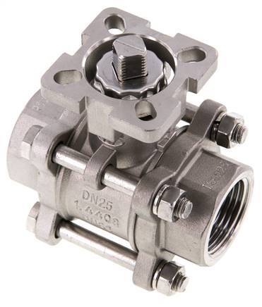 G1'' 2-Way Stainless Steel Ball Valve 3-Piece Full Bore ISO-Top - BL2SA3