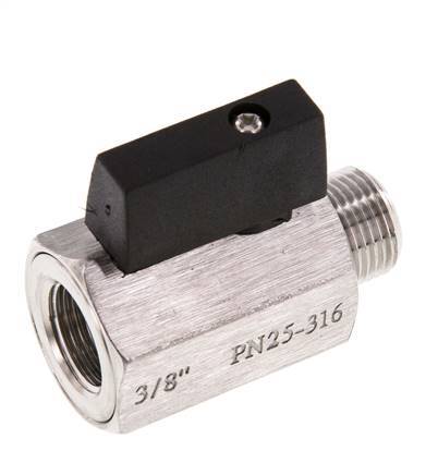 Male To Female G 3/8 inch 2-Way Stainless Steel Mini Ball Valve 25 Bar