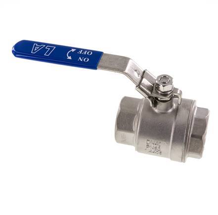 G1-1/2'' 2-Way Ball Valve Stainless Steel PTFE 63 bar - BL2SM