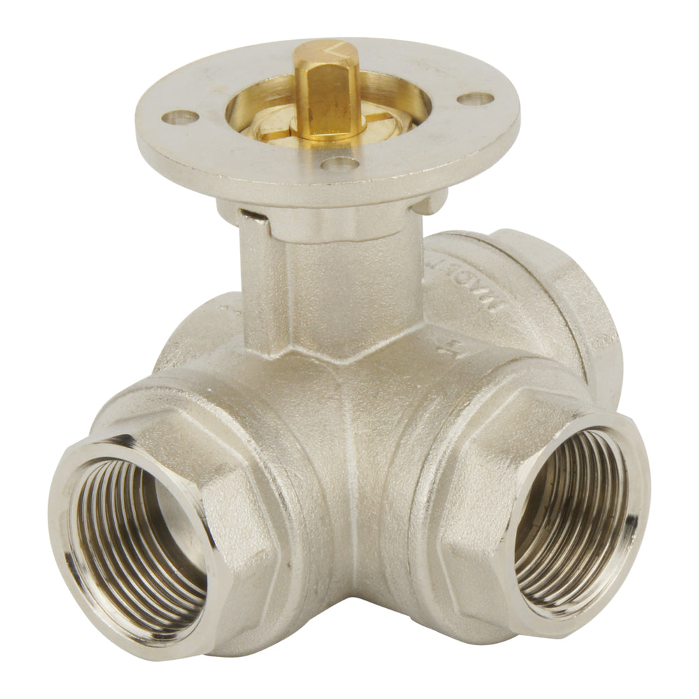 G1'' 3-Way T-port Brass Pneumatic Ball Valve Spring Closed - BL3BA