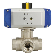 G1-1/4'' 3-Way T-port Brass Pneumatic Ball Valve Spring Closed - BL3BA