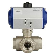 G1-1/2'' 3-Way L-port Brass Pneumatic Ball Valve Spring Open - BL3BA