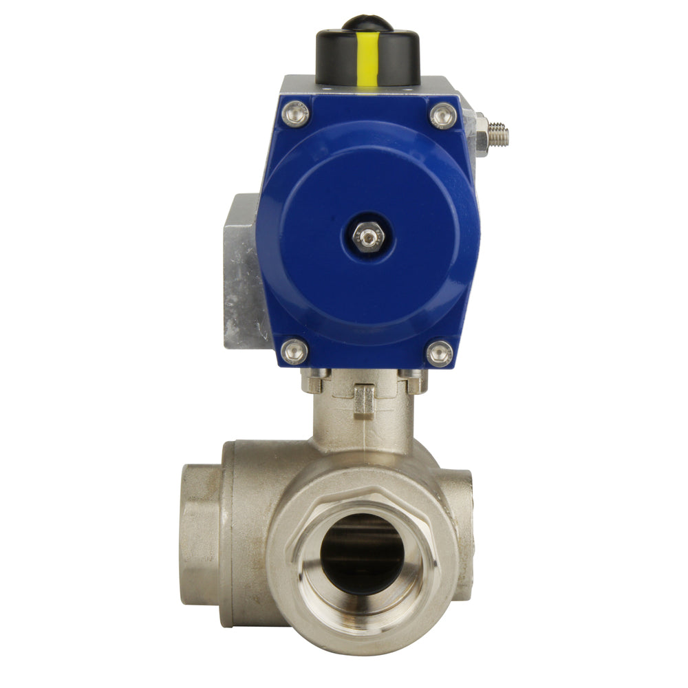 G2'' 3-Way T-port Brass Pneumatic Ball Valve Double Acting - BL3BA