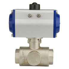 G1-1/2'' 3-Way L-port Brass Pneumatic Ball Valve Spring Closed - BL3BA