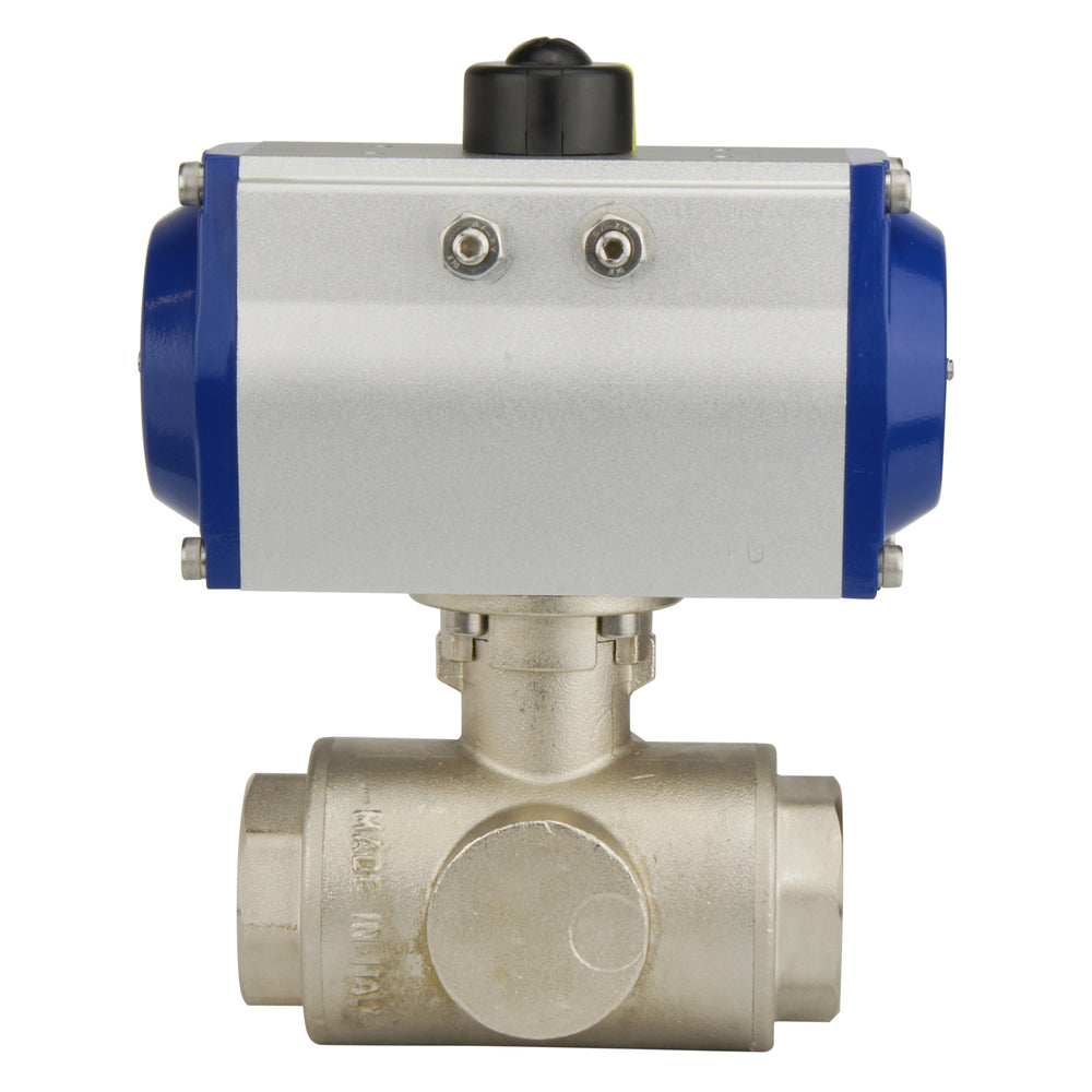 G2'' 3-Way L-port Brass Pneumatic Ball Valve Double Acting - BL3BA