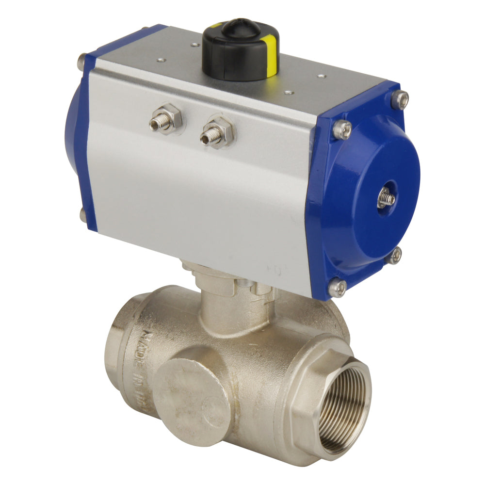 G1-1/2'' 3-Way T-port Brass Pneumatic Ball Valve Spring Open - BL3BA
