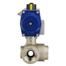 G2'' 3-Way L-port Brass Pneumatic Ball Valve Spring Open - BL3BA