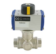 G1/2'' 3-Way T-port Brass Pneumatic Ball Valve Spring Closed - BL3BA
