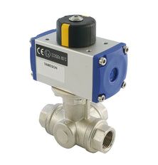 G3/4'' 3-Way T-port Brass Pneumatic Ball Valve Double Acting - BL3BA