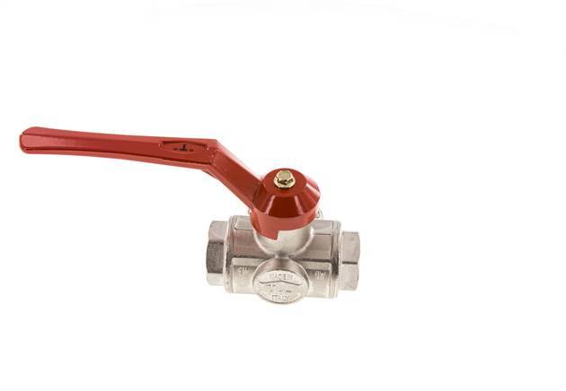 G1'' 3-way T-port Ball Valve Brass PTFE/NBR 45 bar - BL3BM