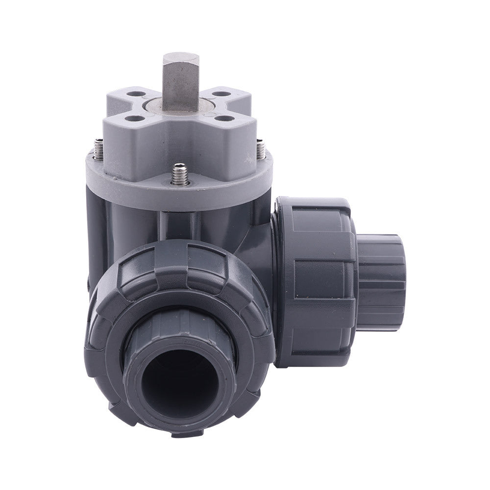 G 3/4 inch T-bore 3-Way PVC Ball Valve ISO-Top 10 bar PTFE/FKM