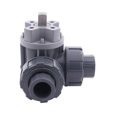 Solvent Socket 25 mm T-bore 3-Way PVC Ball Valve ISO-Top 10 bar PTFE/FKM