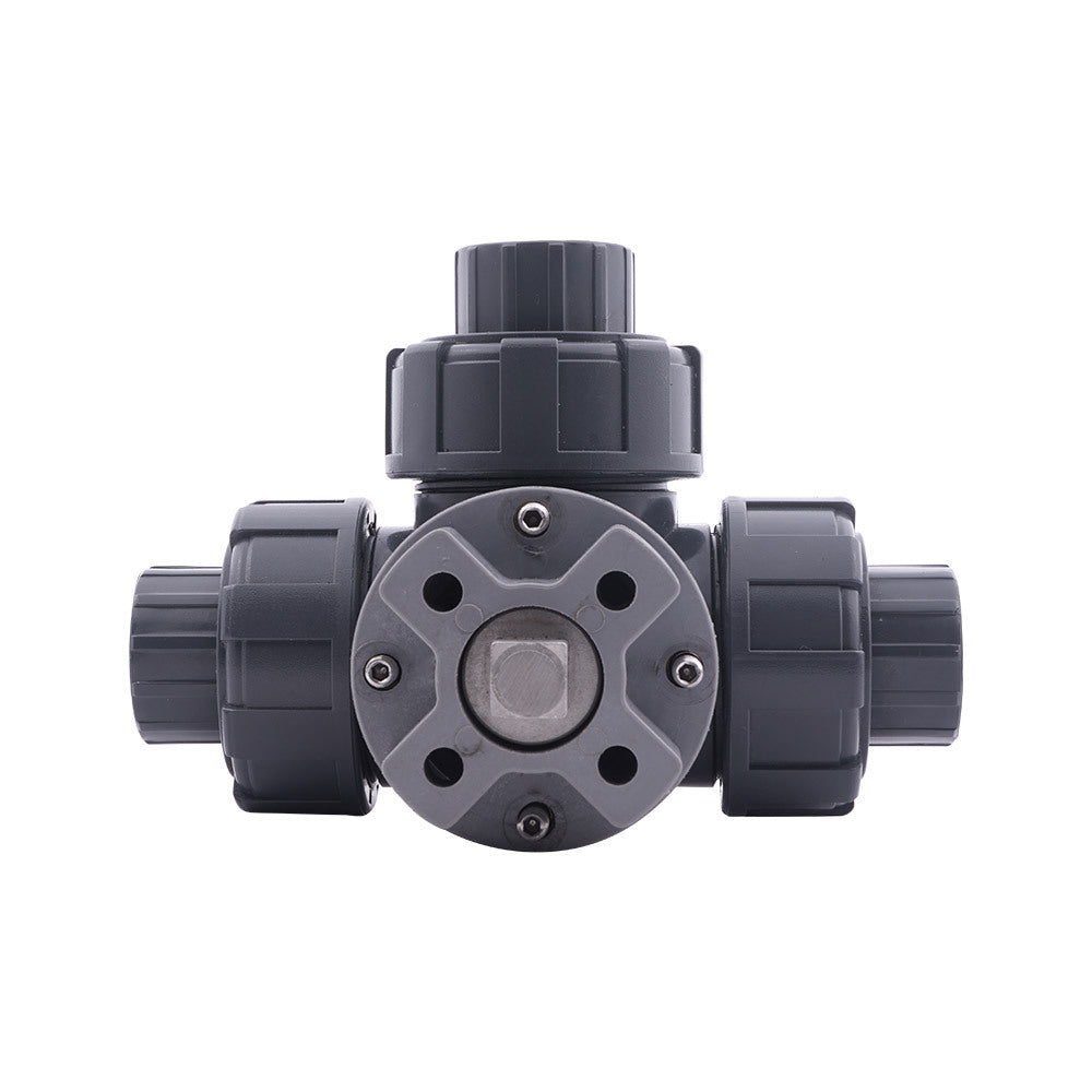 G 3/4 inch T-bore 3-Way PVC Ball Valve ISO-Top 10 bar PTFE/FKM
