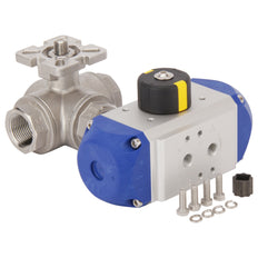 G1/4'' 3-Way L-port Stainless Steel Pneumatic Ball Valve Double Acting - BL3SA