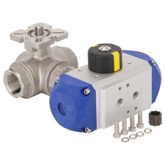 G3/8'' 3-Way T-port Stainless Steel Pneumatic Ball Valve Double Acting - BL3SA