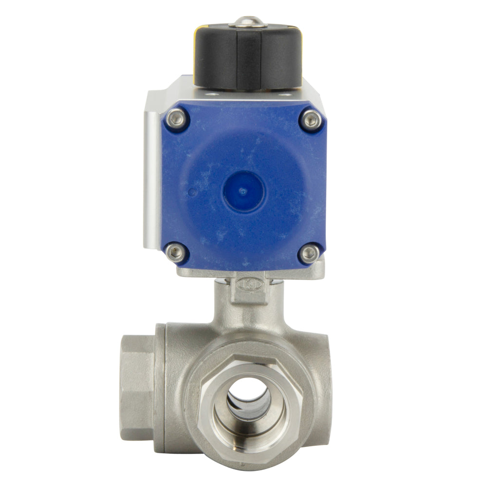 G3/8'' 3-Way T-port Stainless Steel Pneumatic Ball Valve Double Acting - BL3SA