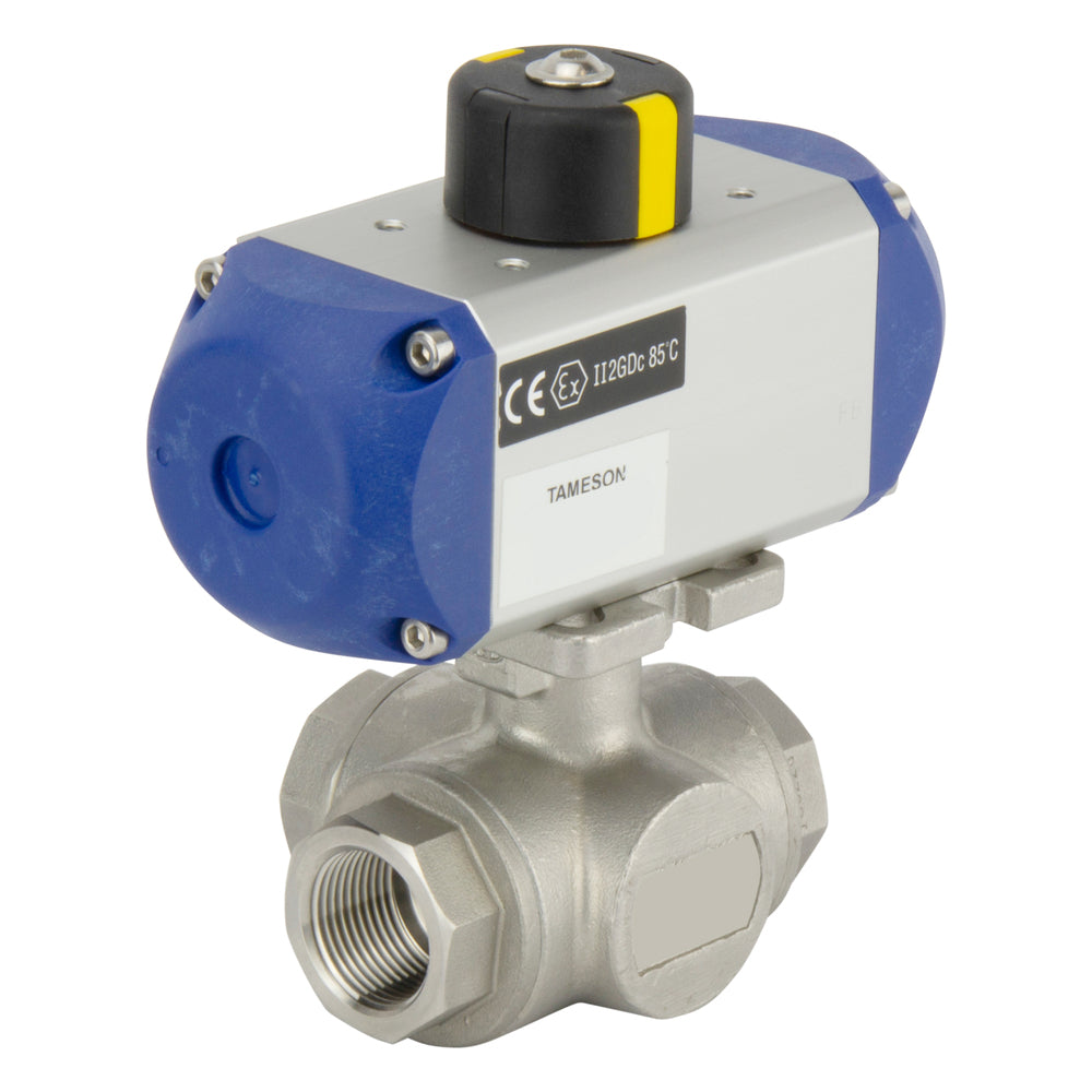 G3/8'' 3-Way L-port Stainless Steel Pneumatic Ball Valve Double Acting - BL3SA