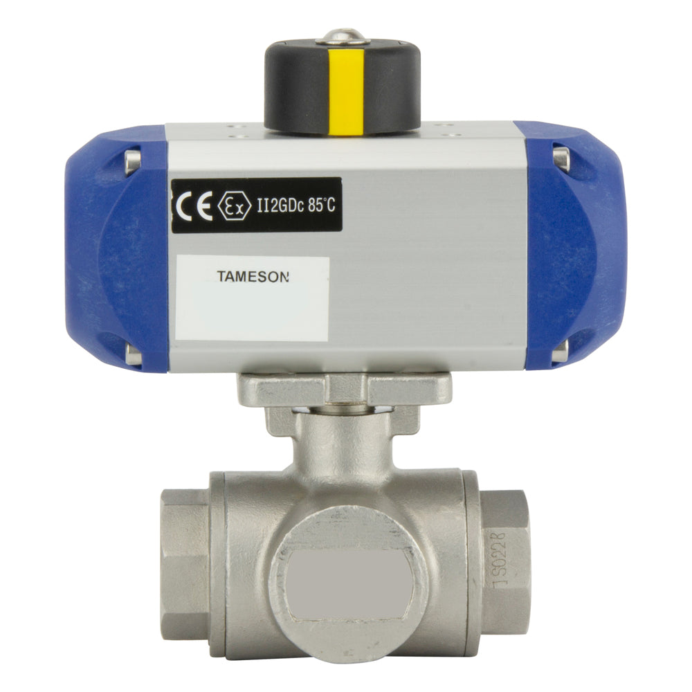G1/4'' 3-Way L-port Stainless Steel Pneumatic Ball Valve Double Acting - BL3SA