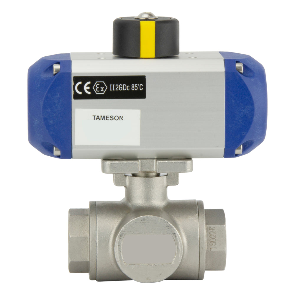 G3/8'' 3-Way L-port Stainless Steel Pneumatic Ball Valve Double Acting - BL3SA