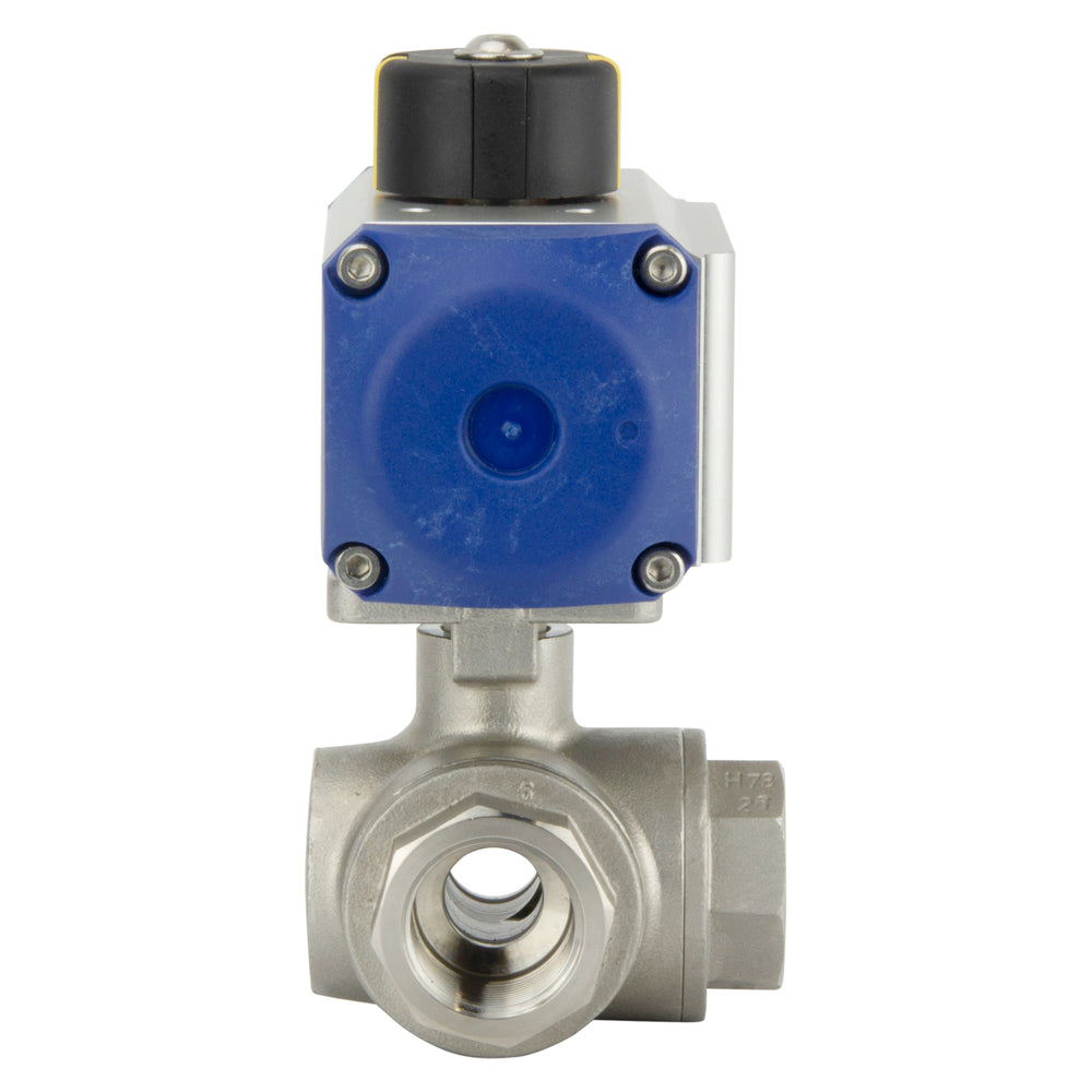 G3/8'' 3-Way L-port Stainless Steel Pneumatic Ball Valve Double Acting - BL3SA