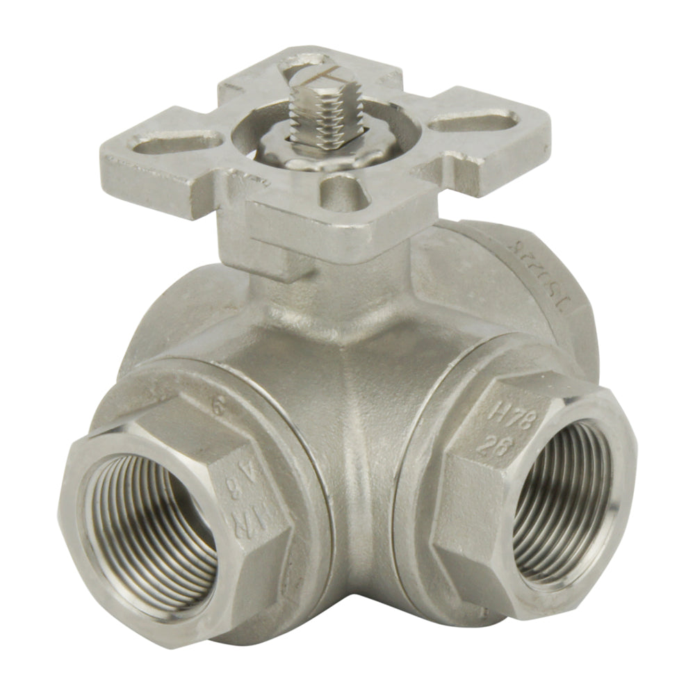 G1/2'' 3-Way T-port Stainless Steel Pneumatic Ball Valve Spring Closed - BL3SA