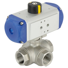 G1'' 3-Way T-port Stainless Steel Pneumatic Ball Valve Double Acting - BL3SA