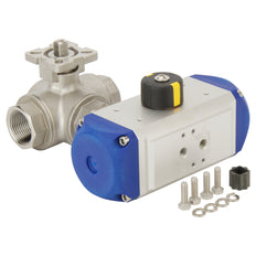 G1'' 3-Way L-port Stainless Steel Pneumatic Ball Valve Double Acting - BL3SA