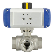 G1'' 3-Way L-port Stainless Steel Pneumatic Ball Valve Double Acting - BL3SA