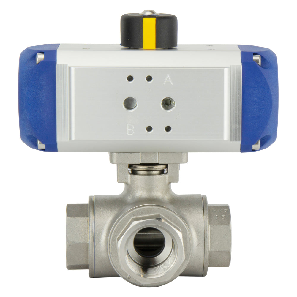 G3/4'' 3-Way T-port Stainless Steel Pneumatic Ball Valve Spring Open - BL3SA