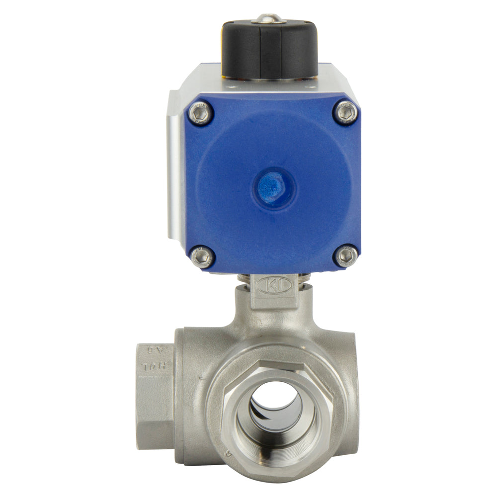 G3/4'' 3-Way T-port Stainless Steel Pneumatic Ball Valve Spring Open - BL3SA