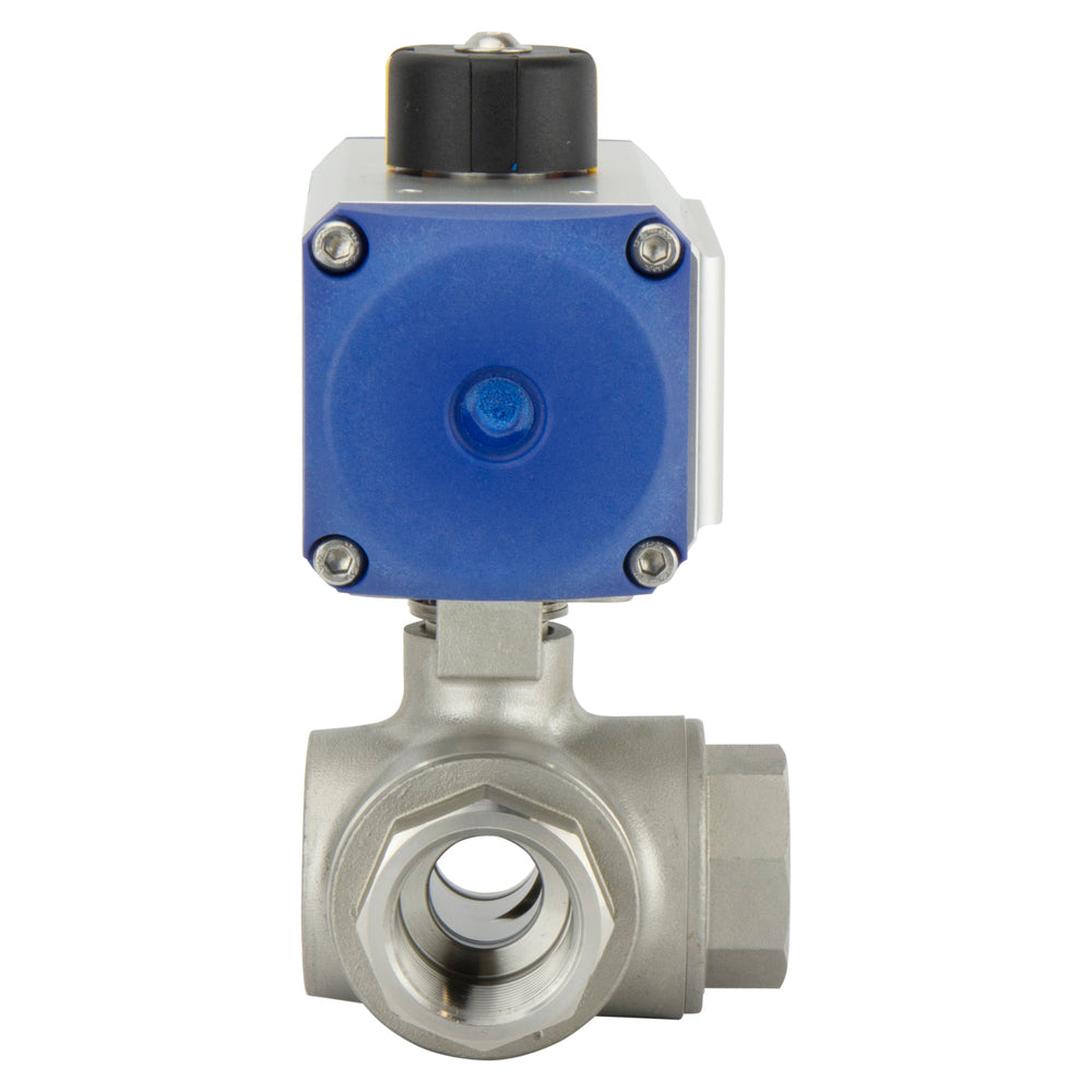 G3/4'' 3-Way T-port Stainless Steel Pneumatic Ball Valve Spring Open - BL3SA