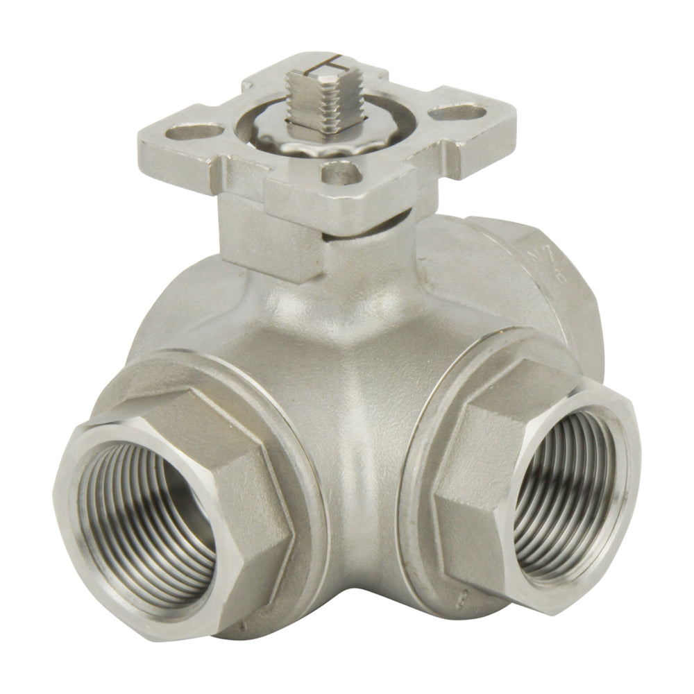 G1'' 3-Way L-port Stainless Steel Pneumatic Ball Valve Double Acting - BL3SA