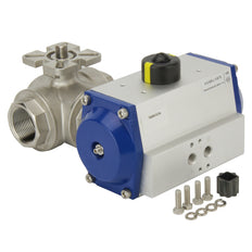G2'' 3-Way T-port Stainless Steel Pneumatic Ball Valve Spring Open - BL3SA