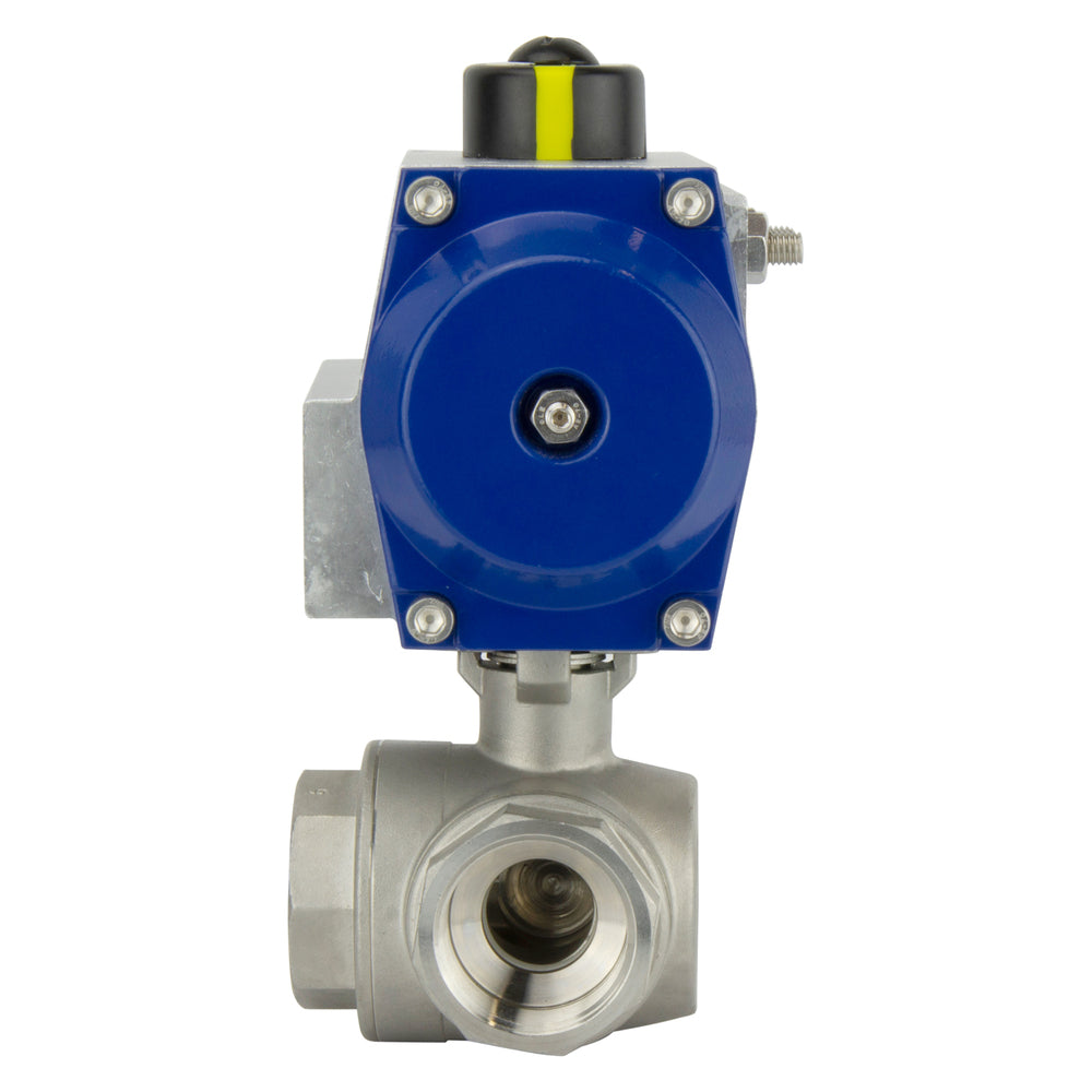 G2'' 3-Way L-port Stainless Steel Pneumatic Ball Valve Double Acting - BL3SA